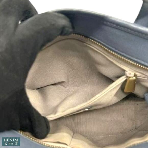 Furla Genuine Leather Blue Tote Bag with Strap Satchel Shoulder Bag Authentic - Picture 10 of 13